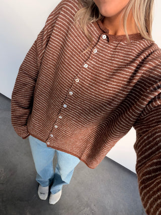 Brown Striped Cardigan