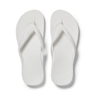 White Arch Support Flip Flops - Archies