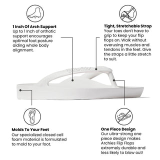 White Arch Support Flip Flops - Archies