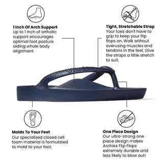 Navy Arch Support Flip Flops - Archies