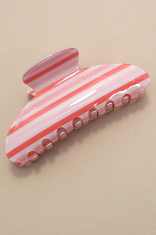 Pink & Red Striped Hair Clip
