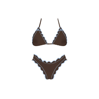 Brown and Blue Ruffle Bikini Bottoms