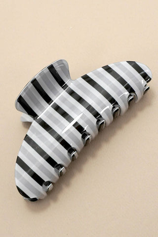 Black Multicolor Striped Oval Hair Clip