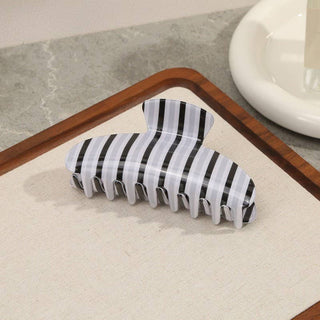 Black Multicolor Striped Oval Hair Clip