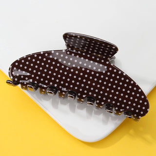 Polka Dot Oval Hair Clip |Brown