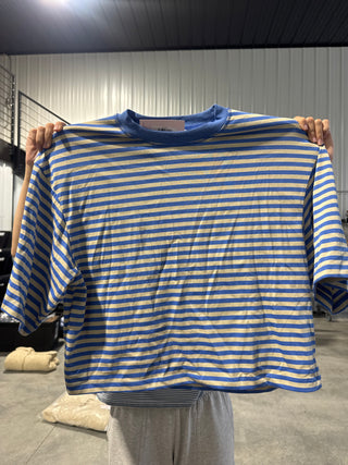 Stripe Short Sleeve Shirt - Dusty Blue