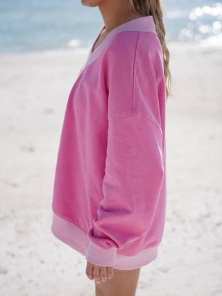 Pink And Light Pink V-Neck Sweatshirt