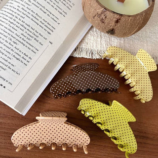 Polka Dot Oval Hair Clip |Brown