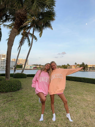 Papaya Orange Varsity Sunkissed Embroidered Mockneck Sweatshirt