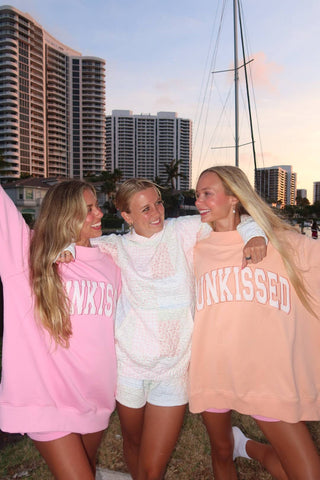 Papaya Orange Varsity Sunkissed Embroidered Mockneck Sweatshirt