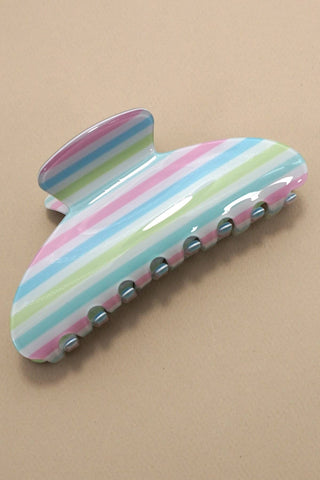 Multicolor Striped Oval Hair Clip