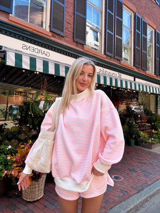Light Pink and White Big Striped Shorts