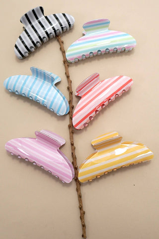 Pink & Red Striped Hair Clip