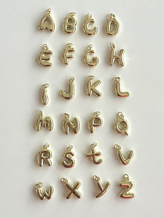 Gold Bubble Letters Charms A-Z For Charm Necklaces or Charm Bracelets.