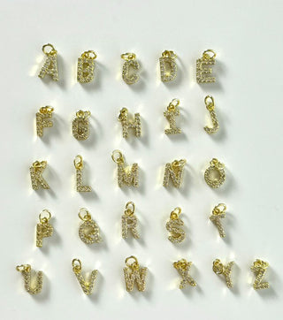 Gold Rhinestone Letters Charms A-Z For Charm Necklaces or Charm Bracelets.