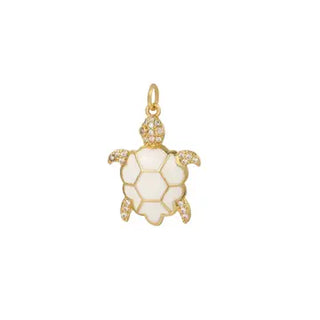 Gold And White Turtle Charm