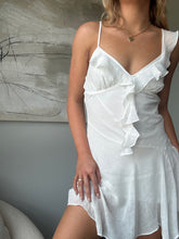 Load image into Gallery viewer, White Asymmetrical Ruffle Mini Dress
