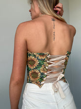 Load image into Gallery viewer, Sunflower Corset With Satin Tie
