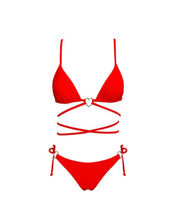 Load image into Gallery viewer, Wrap Triangle Bikini Top with Heart Detail
