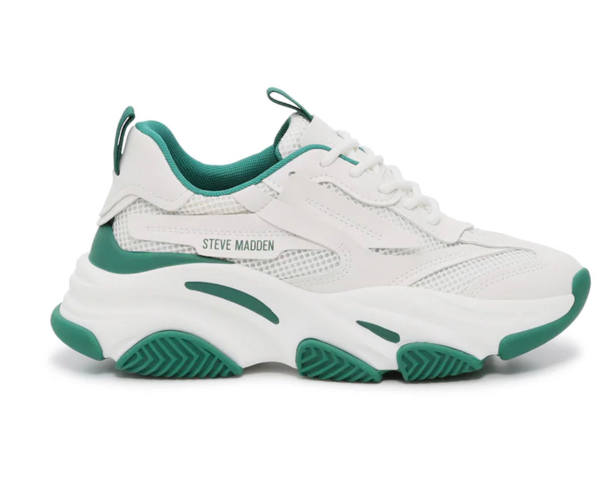Steve Madden Possession White/Emerald Sneakers