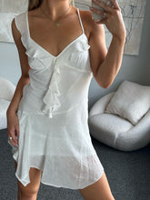 Load image into Gallery viewer, White Asymmetrical Ruffle Mini Dress
