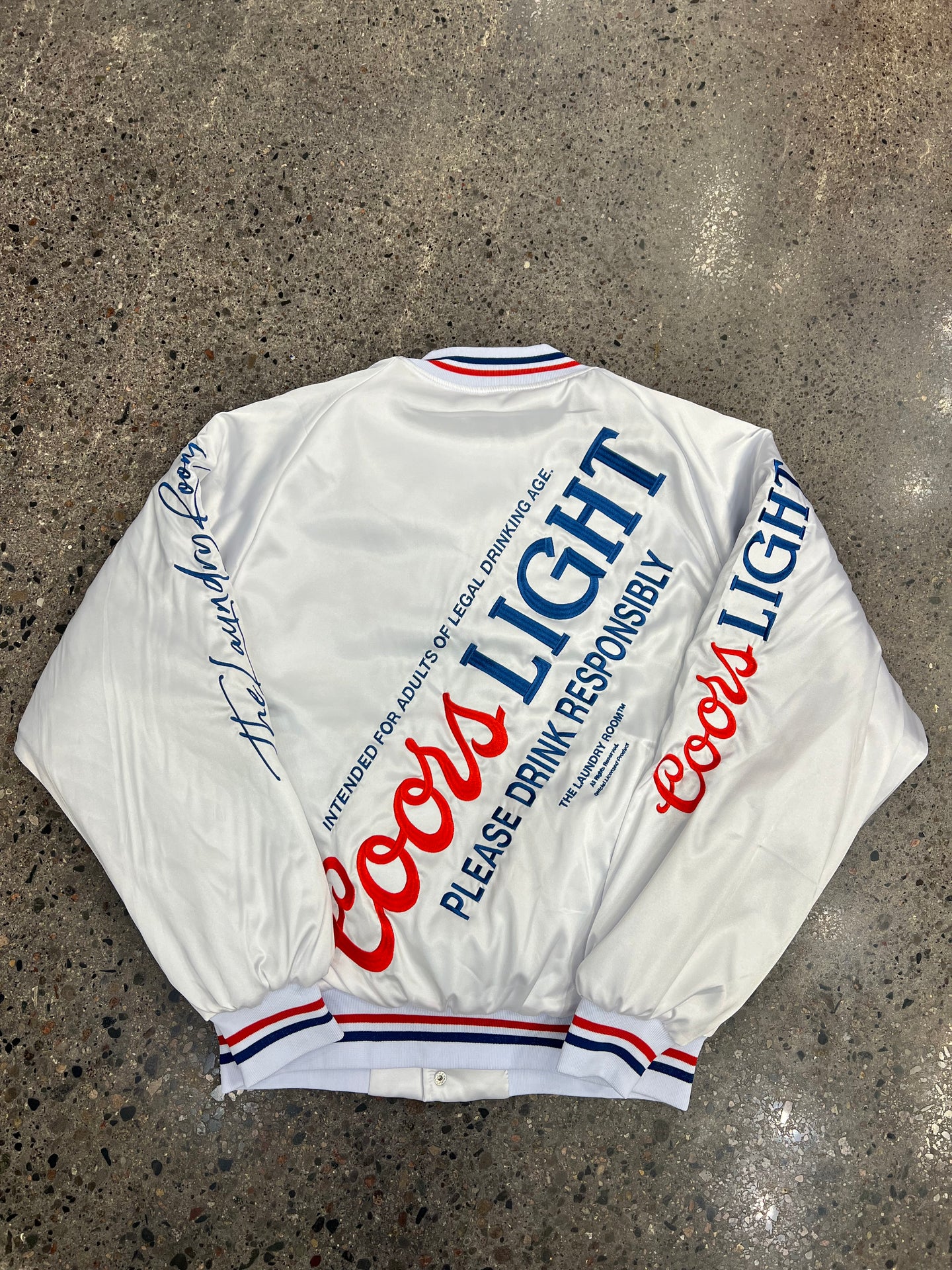 Coors Light White Satin Bomber Jacket Unisex