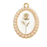 Gold And White Rose Charm