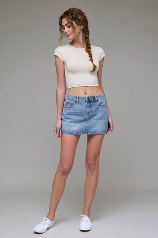 Hidden Peyton Medium Light Low Rise Micro Mini Skirt