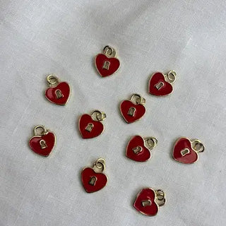 Gold And Red Heart Locket Charm