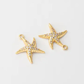 Gold Rhinestone Starfish Charm