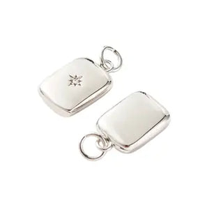 Silver Star Embossed Rectangle Charm