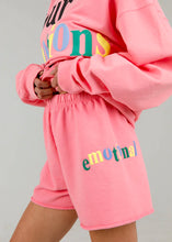 Load image into Gallery viewer, The Mayfair Group “Your Emotions Are Valid” Pink Sweat Shorts
