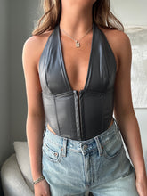 Load image into Gallery viewer, Stone Faux Leather Halter Corset
