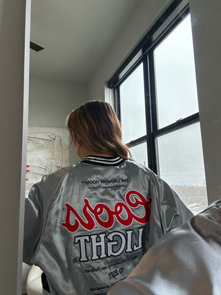 Coors Light Silver Satin Bomber Jacket Unisex