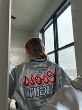 Load image into Gallery viewer, Coors Light Silver Satin Bomber Jacket Unisex

