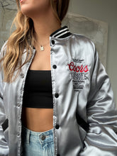 Load image into Gallery viewer, Coors Light Silver Satin Bomber Jacket Unisex
