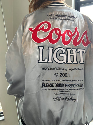 Coors Light Silver Satin Bomber Jacket Unisex