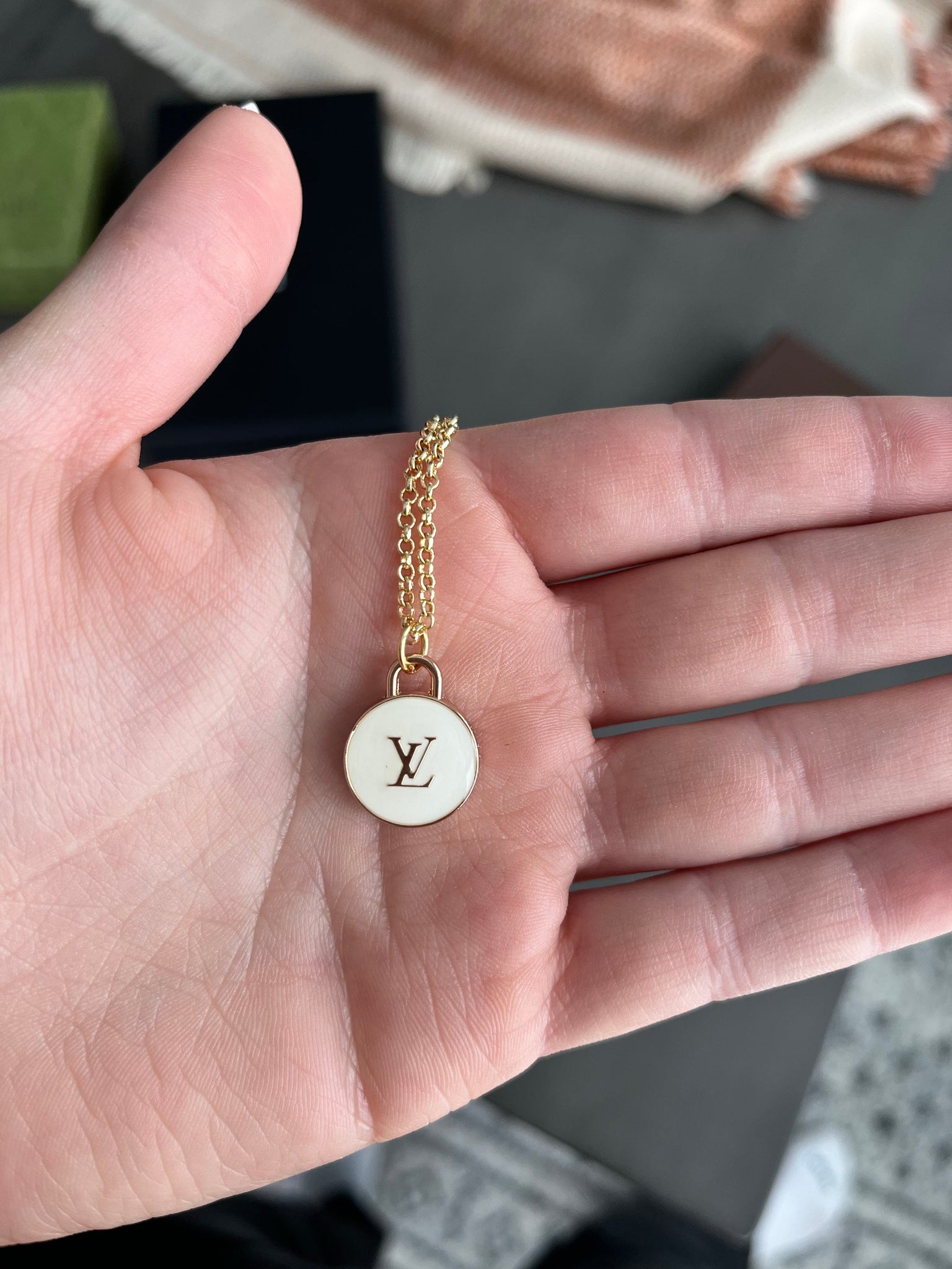 Louis Vuitton Charm Necklace Repurposed Pink Charm