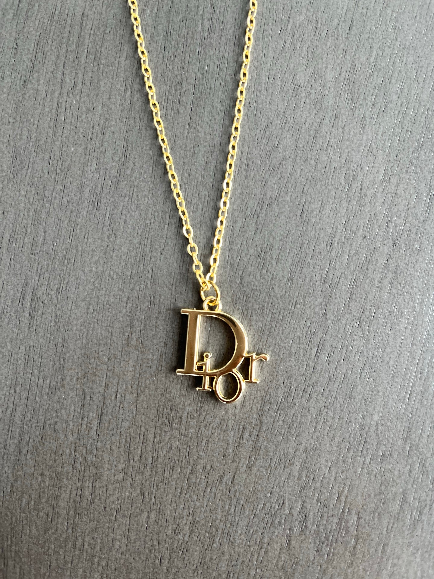 Upcycled Designer Christian Dior “DIOR” Pendant Necklace