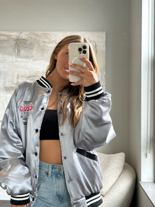 Coors Light Silver Satin Bomber Jacket Unisex