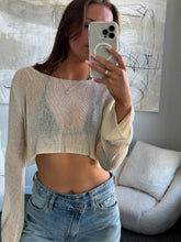 Load image into Gallery viewer, Cream Mesh Cropped Long Sleeve
