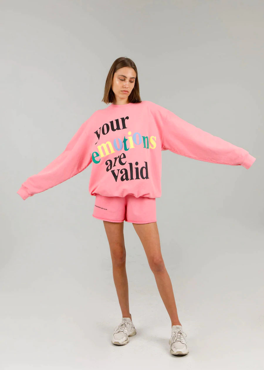 The Mayfair Group “Your Emotions Are Valid” Pink Crewneck